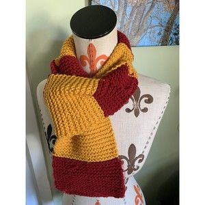 Handmade Knit scarf Set Of 2 Multicolors Yellow Purple